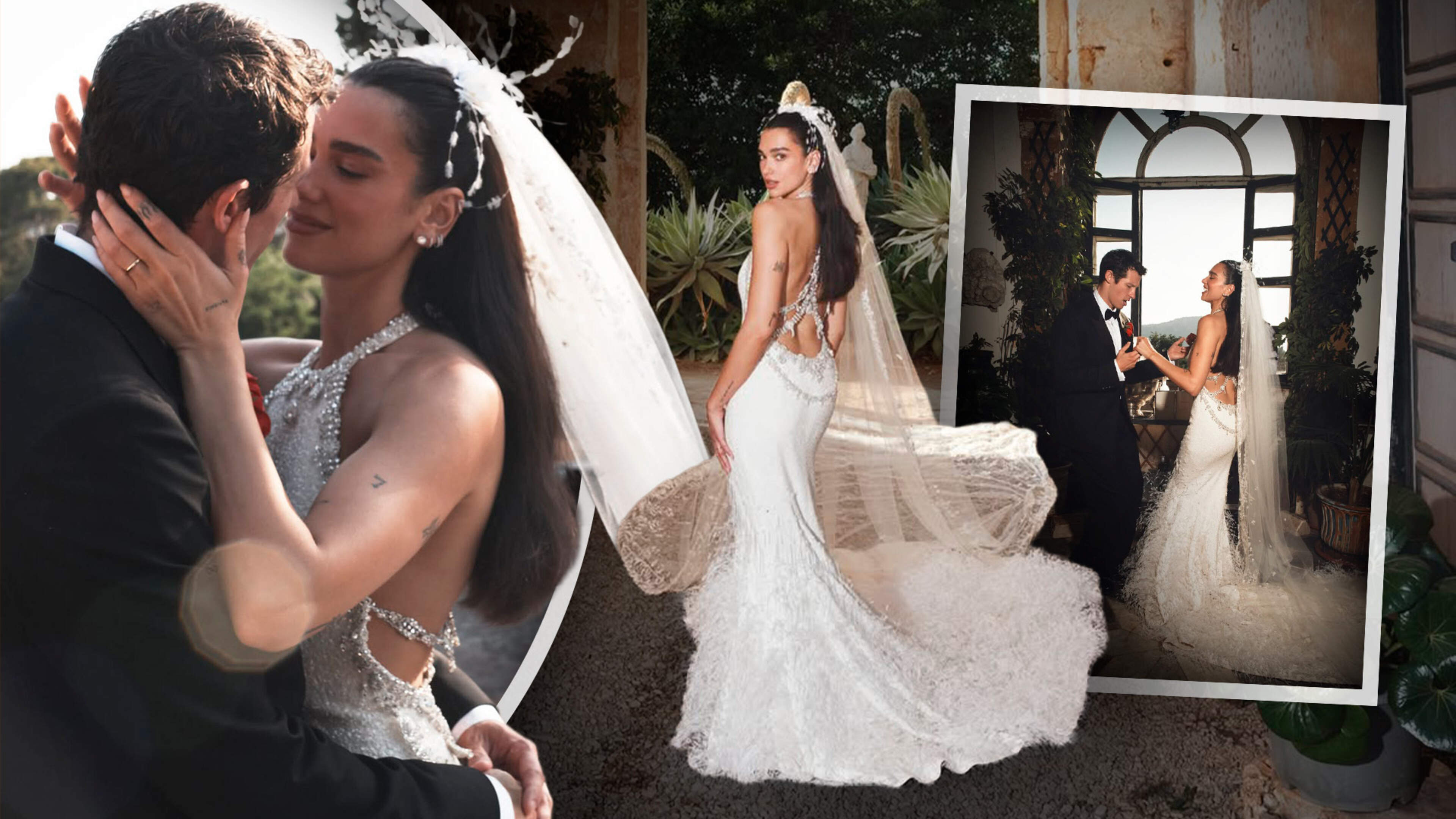Dua Lipa toont trouwjurk op eerste foto’s van Italiaanse bruiloft